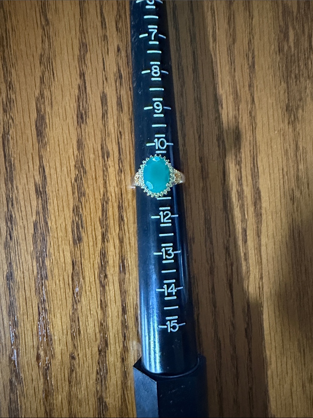 Gold Ring with Teal Center Stone and Halo AccentEver True verde onyx , herbei